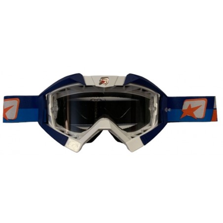 ARIETE GOGLE RIDING CROWS BASIC KOLOR BIAŁY / GRANATOWY / NIEBIESKI, SZYBKA ANTI FOG, ANTI SCRATCH, UV, ROLL-OFF READY, 