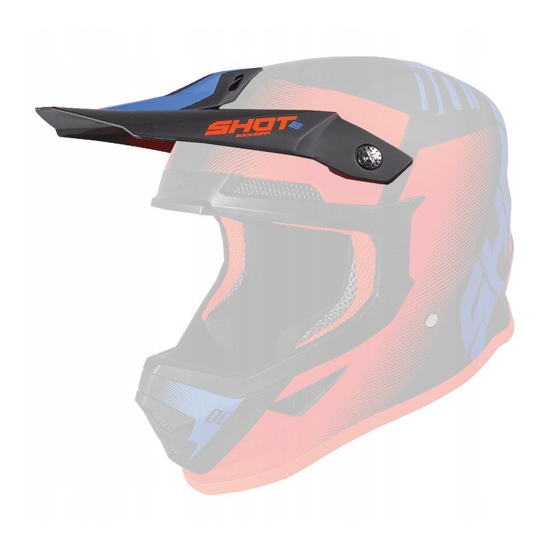 SHOT RACING WYPRZEDAŻ DASZEK DO KASKU FURIOUS TRUST BLUE NEON ORANGE MATT KOLOR CZARNY / NIEBIESKI / POMARAŃCZOWY FLUO M