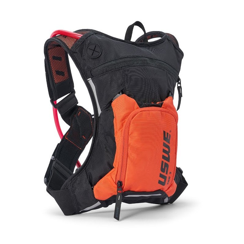 USWE PROMOCJA CAMEL BAG RAW 3 KOLOR CZARNY / POMARAŃCZOWY MOTO / ROWER POJEMNOŚĆ 2L PŁYN (3L PLECAK + 2L PŁYN) - ZASTĄPI