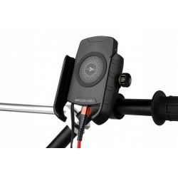 BIKETEC UCHWYT MOTOCYKLOWY Z ŁADOWARKĄ INDUKCYJNĄ USB-C, QUICK CHARGE NA TELEFON MONTOWANY NA KIEROWNICĘ LUB LUSTERKO TY