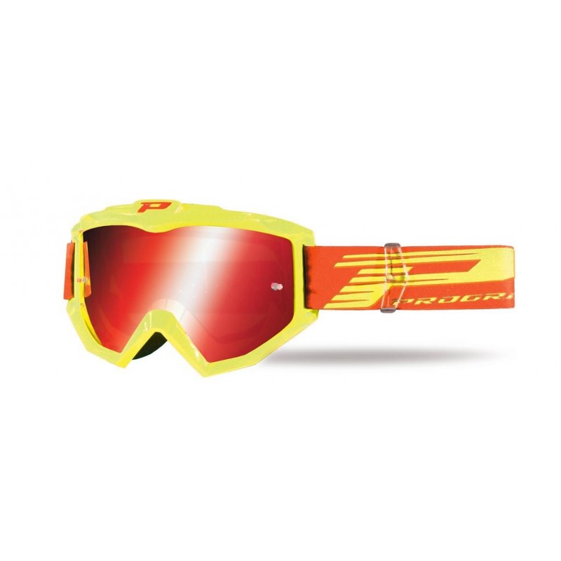 PROGRIP GOGLE PG3201-164 FL ATZAKI KOLOR ŻOŁTY FLUO (SZYBA PG3248 CZERWONA LUSTRZANA ANTISCRATCH, NO FOG, ANTI UV) (PG32