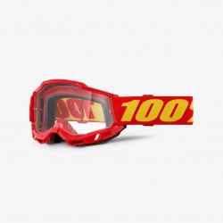 100 PROCENT GOGLE ACCURI 2 YOUTH JUNIOR RED - CLEAR LENS - KOLOR CZERWONY / BIAŁY SZYBA PRZEŹROCZYSTA