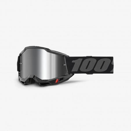 100 PROCENT GOGLE ACCURI 2 YOUTH JUNIOR BLACK - MIRROR SILVER LENS - KOLOR CZARNY / SZARY SZYBA SREBRNE LUSTRO