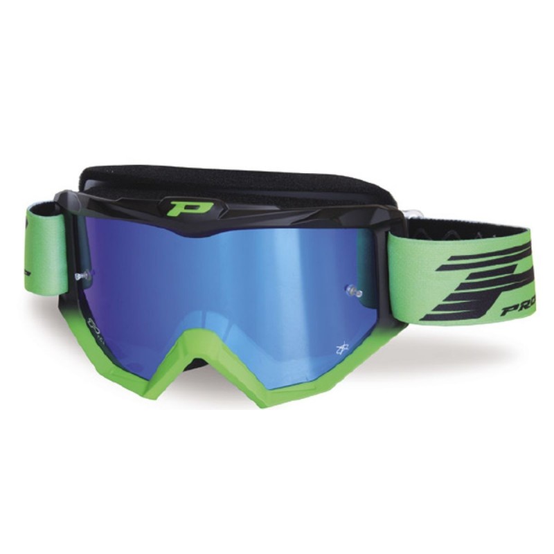 PROGRIP GOGLE PG3201-138 FL ATZAKI KOLOR CZARNY ZIELONY (SZYBA PG 3246C NIEBIESKA LUSTRZANA ANTISCRATCH, NO FOG, ANTI UV