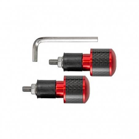 BIKETEC KOŃCÓWKI / CIĘŻARKI KIEROWNICY UNIWERSALNE KOLOR CZERWONY / KARBON