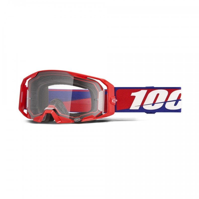 100 PROCENT GOGLE ARMATIC BEST - CLEAR LENS - KOLOR CZERWONY / NIEBIESKI / BIAŁY SZYBA PRZEŹROCZYSTA