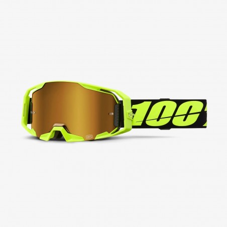 100 PROCENT GOGLE ARMATIC NEON YELLOW - MIRROR TRUE GOLD LENS - KOLOR ŻÓŁTY FLUO / CZARNY SZYBA ZŁOTE LUSTRO
