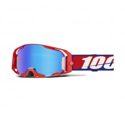 100 PROCENT GOGLE ARMATIC BEST - MIRROR BLUE LENS - KOLOR CZERWONY / NIEBIESKI / BIAŁY SZYBA NIEBIESKIE LUSTRO