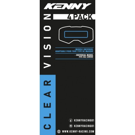 KENNY RACING VISION UNIVERSEL FOLIA UNIWERSALNA OCHRONNA DO GOGLI(50MM X150MM) (PACK 4)