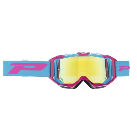 PROGRIP GOGLE PG3303-407 FL VISTA KOLOR FUXIA NIEBIESKI (SZYBA PG3347 ŻÓŁTA LUSTRZANA, ANTISCRATCH, NO FOG, ANTI UV + SZ