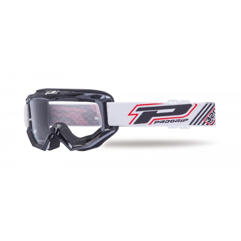 PROGRIP GOGLE PG3201-102 ATZAKI KOLOR CZARNY Z BIAŁYM PASKIEM (SZYBA PG3213 ANTISCRATCH, ANTI UV) (3201-102 WH / ST) - P
